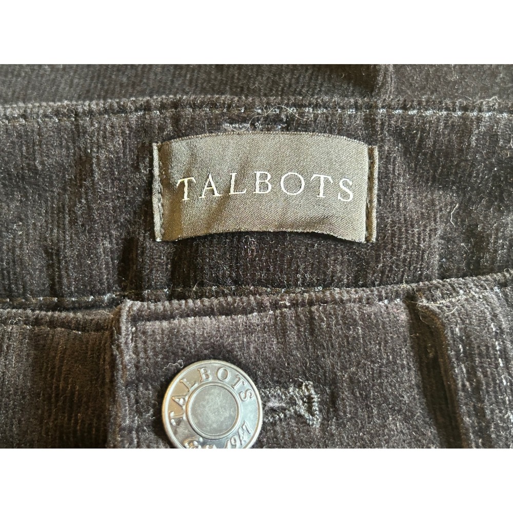 Talbots Black Corduroy Straight Leg Pants Womens 2P Petite 5-Pocket Trousers - Picture 4 of 5